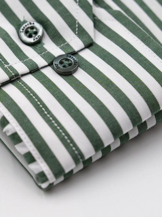Guy Laroche Men's Shirt Long Sleeve Cotton Striped White/Green