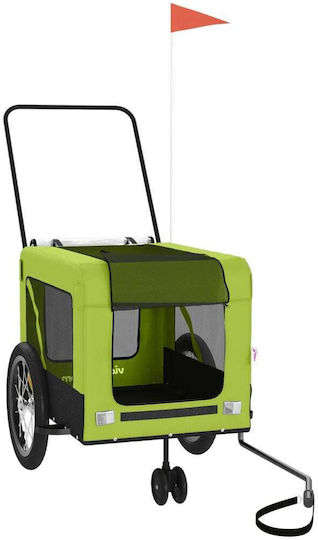 vidaXL Fahrradanhänger für Hunde bis 45kg Grün L123xB66xH63cm.