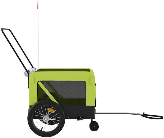 vidaXL Fahrradanhänger für Hunde bis 45kg Grün L123xB66xH63cm.