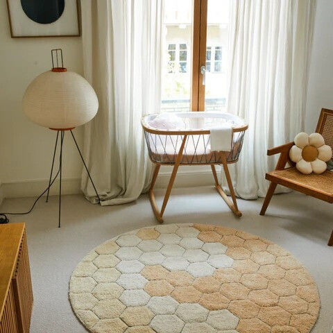 Lorena Canals - Room rug Round Honeycomb Gold Ø140cm