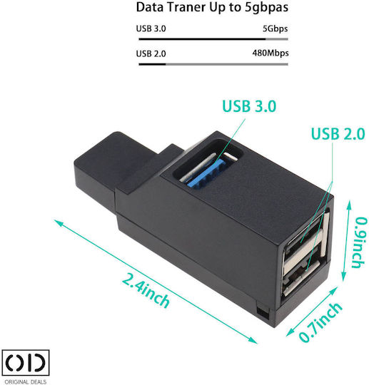 Hub 3 Θυρών USB 3.0 με σύνδεση USB-A