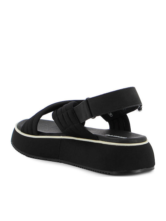Women's Leather Platform Shoes Black
