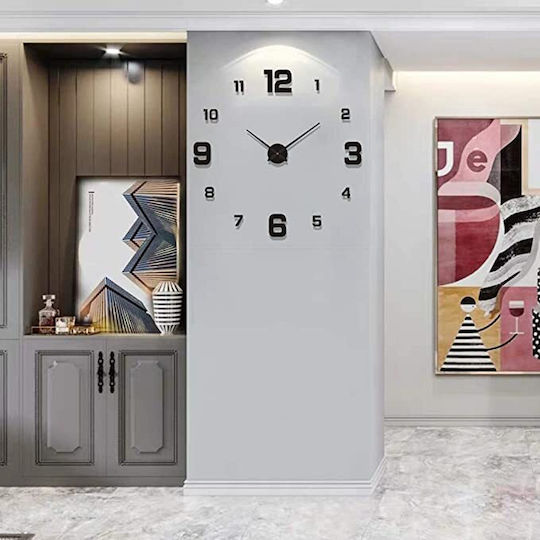 3D Silent Wall Clock Mirror Black