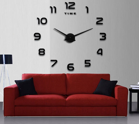 3D Silent Wall Clock Mirror Black