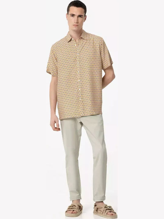 Short-sleeved Cotton Shirt Beige