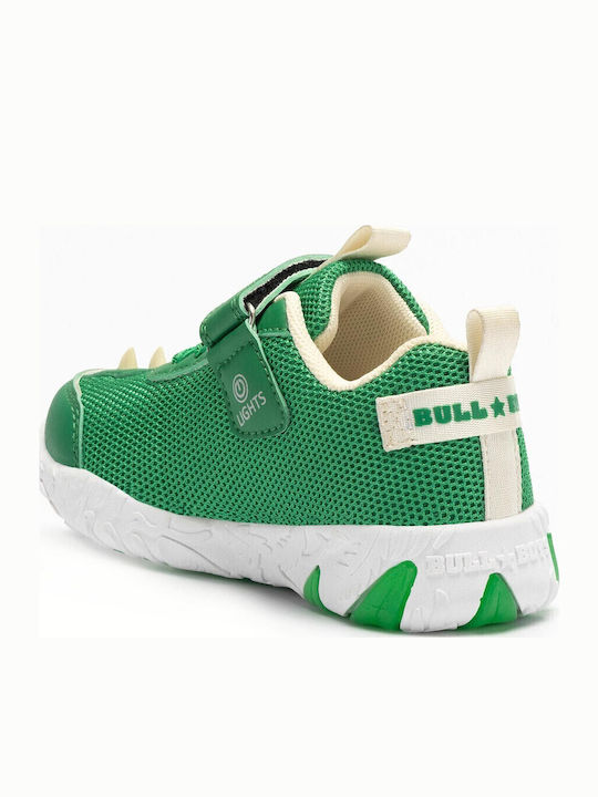 Παιδικά Sneakers Ανατομικά με Σκρατς & Φωτάκια Πράσινα