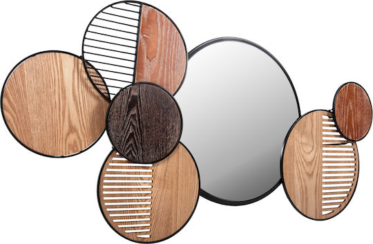 HomeMarkt Davion Wall Mirror With Black Metallic Frame Diameter 50cm
