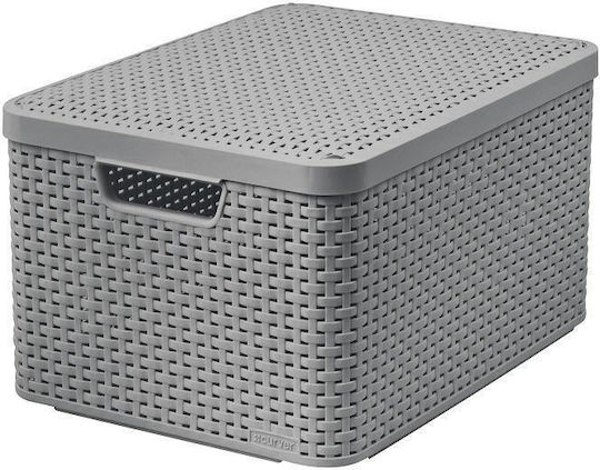 Curver Καλάθι Αποθήκευσης Rattan με Καπάκι Γκρι 30lt