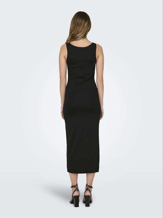 Summer Midi Dress with Tearing Black