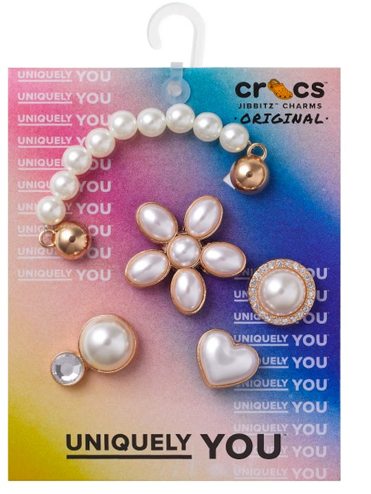 Crocs Jibbitz Broschen Zierliche Perlen Schmuck Blume Weiße 5 Stück