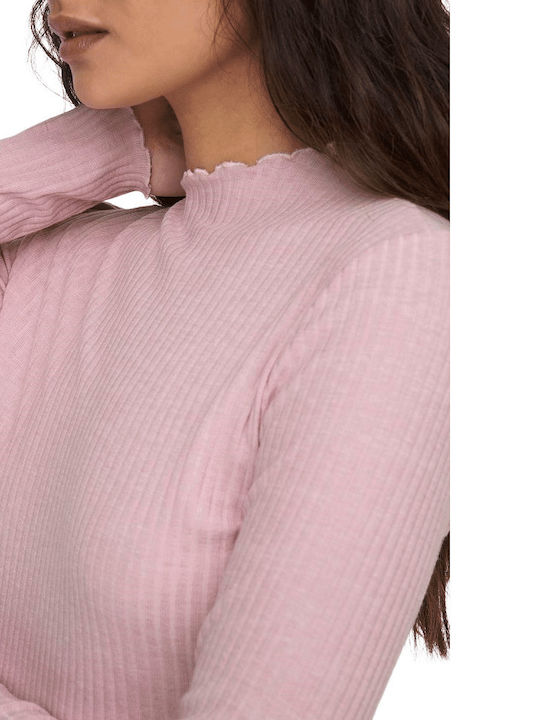 Only Women's Blouse Long Sleeve Turtleneck Pink