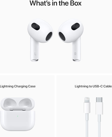 Apple AirPods (3rd generation) with Lightning Charging Case Earbud Bluetooth Handsfree Căști cu Rezistență la Transpirație și Carcasă de Încărcare Alb