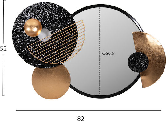 HomeMarkt HM4211 Καθρέπτης Μαύρος Διαμέτρου 82cm