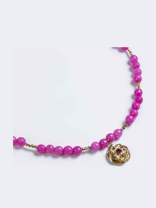 Cuoro Fuchsia Halskette