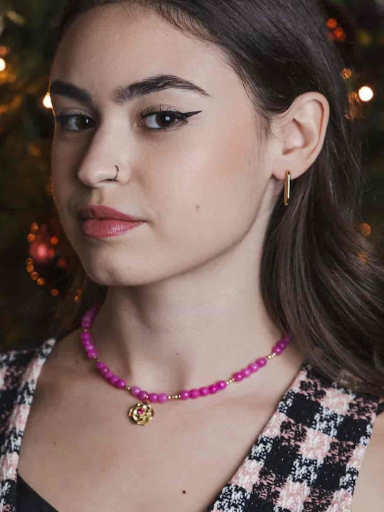 Cuoro Fuchsia Halskette