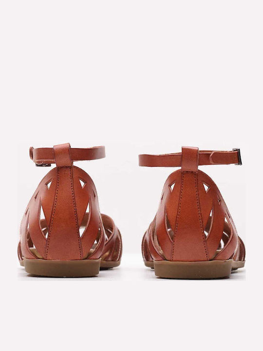 Sandale Casual Damă Flats Fi2902 Tabac Maro De Piele Porronet