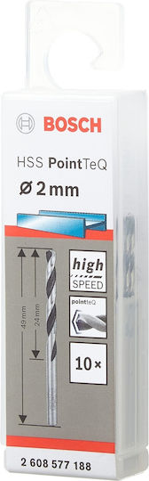 Bosch Professional 2 Pieces Pointteq HSS Twist Drill Bits Suitable for Metal 2 x 24 x 49 mm Accessories for Drill Driver