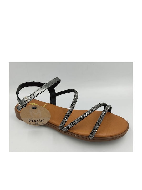 Brillante Acero / Antracita Women's Sandals - Leather - Black