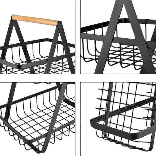 Obstschale Metallisch 2 Niveaus Schwarz 30x20x10cm