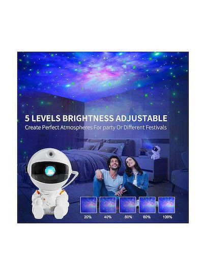 Led Παιδικό Φωτιστικό Projector Αστροναυτης με Προβολή Αστεριών Λευκό