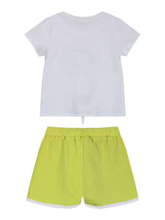 Kids' Set with Shorts Summer 2pcs Bright Coral Summer Butterfly