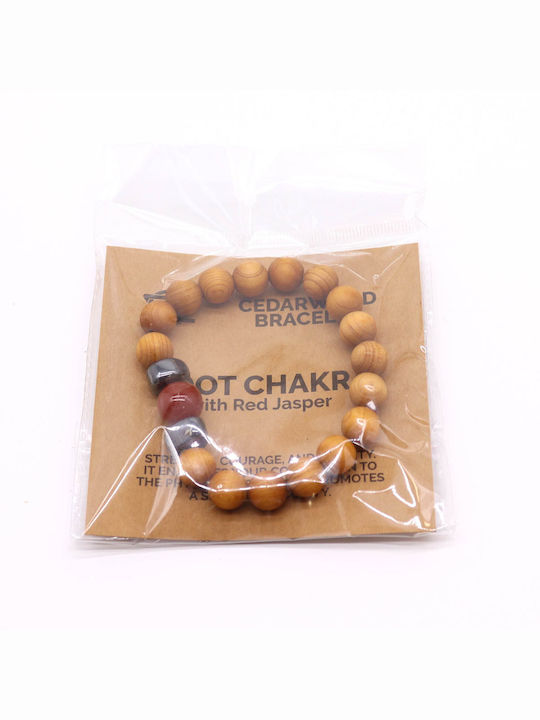 Damen Armband Cedarwood Root Chakra Ημιπολύτιμο aus Kabel mit Perlen