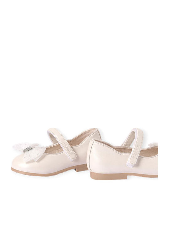 Kids Anatomic Leather Ballerinas with Hoop & Loop Closure White
