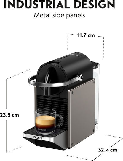 Krups Pixie Kapsel-Kaffeemaschine Nespresso Druck 19bar Gray