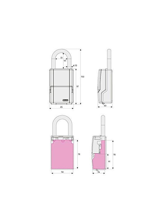 Abus Combination Key Holder with Horseshoe Metallic and Combination Dial 9.7x6.5x4cm