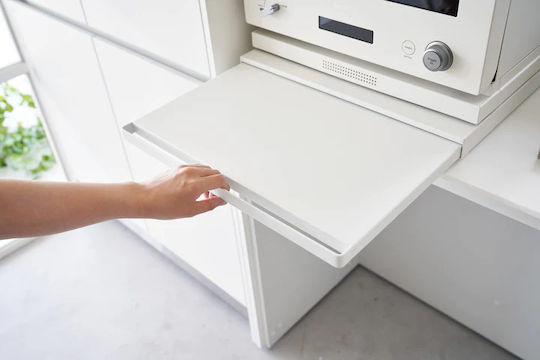 Yamazaki Extendable Kitchen Bench Metallic White Tower 39-64.5x45x4