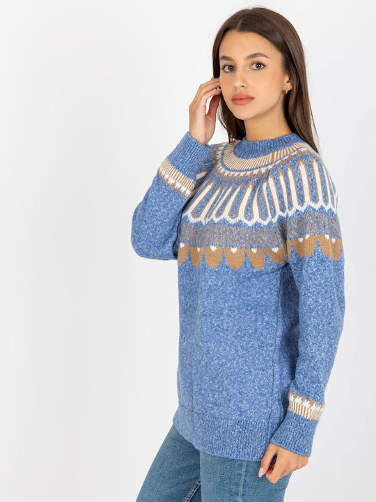 Rue Paris Women's Long Sleeve Sweater Blue