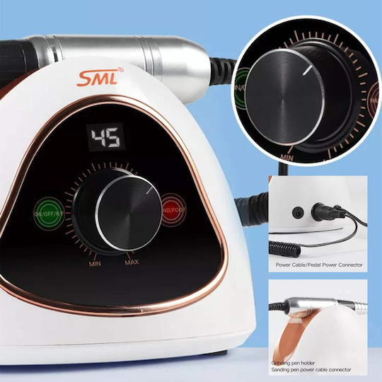 Mixcoco Τροχός Νυχιών Ρεύματος 65W Λευκός με 45000 Στροφές ανά Λεπτό