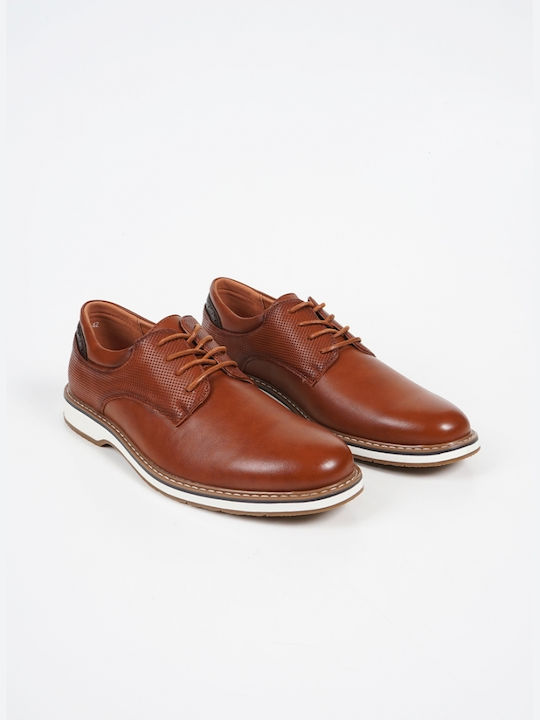 Piazza Shoes Lace-up Δερμάτινα Ανδρικά Casual Παπούτσια Καφέ