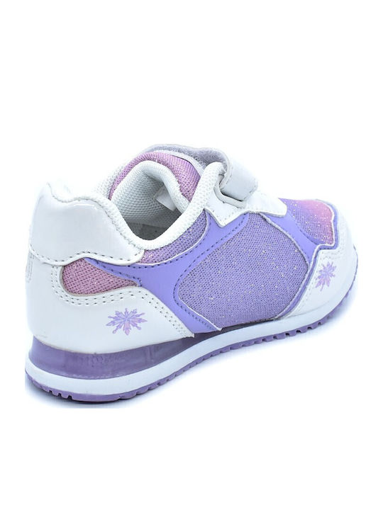 Παιδικά Sneakers Ανατομικά με Σκρατς & Φωτάκια Λευκά