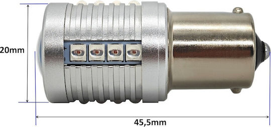 Lămpi Autoturismului P21W / BA15S / R5W / R10W Canbus LED Roșu 12V / 24V 1buc