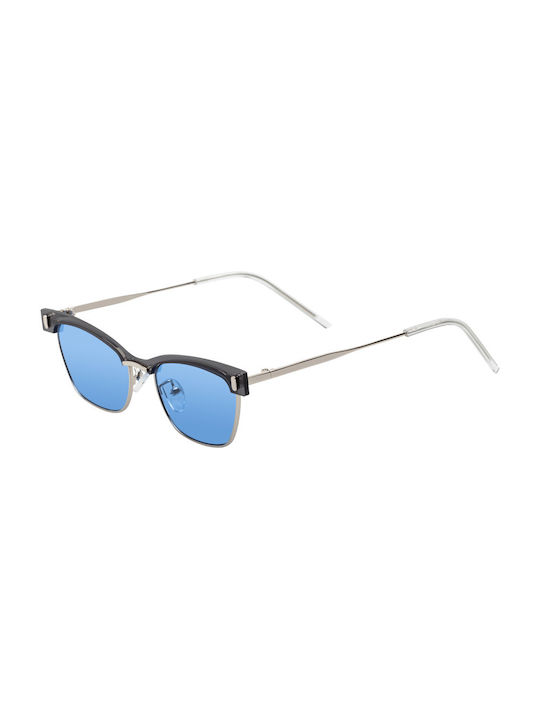 Sunglasses with Gray Metal Frame and Light Blue Lens 01-4705-Silver-Light