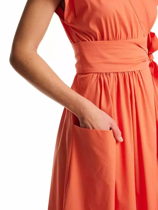 Summer Midi Dress for Wedding - Christening Orange