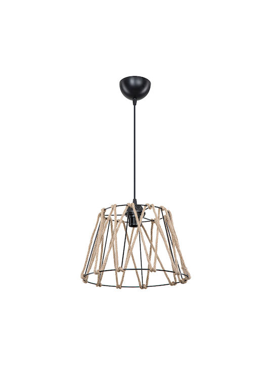 Pakketo PWL-1160 Κρεμαστό Φωτιστικό Μαύρο Boho με Σχοινί για Ντουί E27 31x23.5x21εκ.