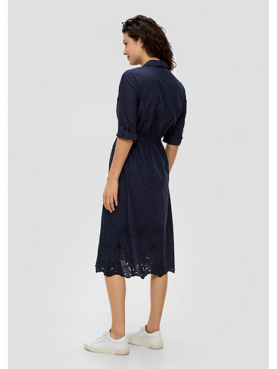 Sommer Midi Hemdkleid Blau