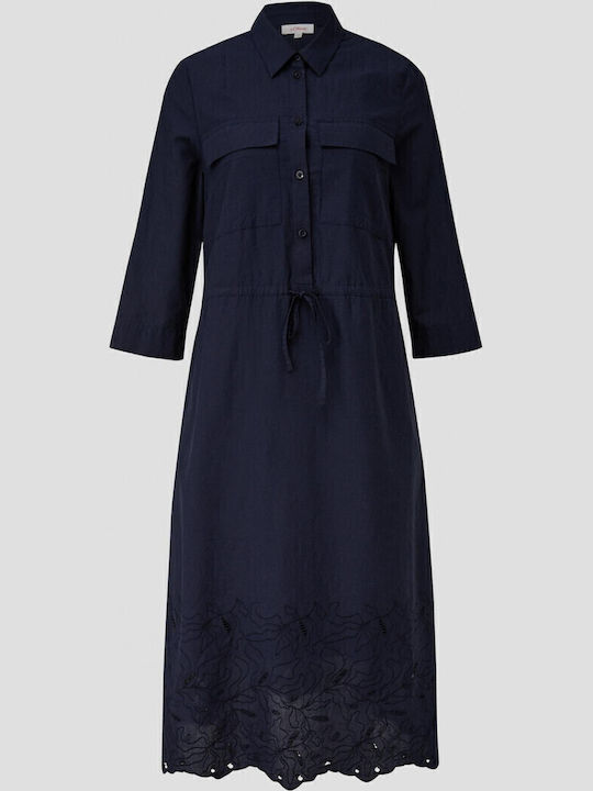 Sommer Midi Hemdkleid Blau