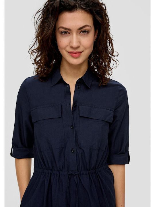 Sommer Midi Hemdkleid Blau
