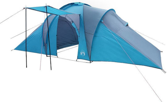 vidaXL Sommer Campingzelt Tunnel Blau Für 6 Personen 576x238x150cm