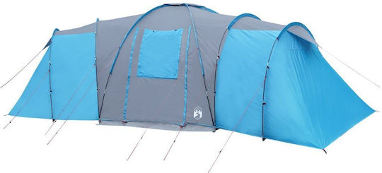 vidaXL Sommer Campingzelt Tunnel Blau Für 12 Personen 162x720x162cm