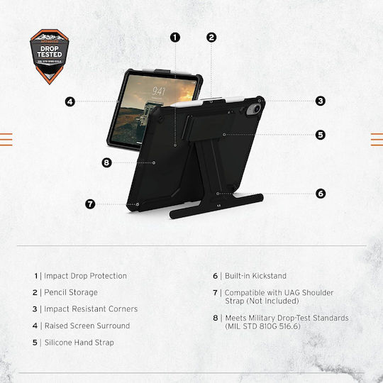 Θήκη Uag Scout Με Χειρολαβή & Βάση Στήρικης Για Apple Ipad 10.9 (2022 - 10th Gen) - Mayρο - ‎polybag Edition - 12339hb14040