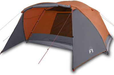 vidaXL Camping Tent Igloo for 6 People 412x370x190cm Grey/Orange