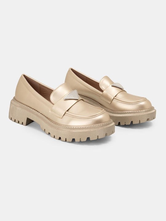 Bozikis Γυναικεία Loafers σε Χρυσό Χρώμα