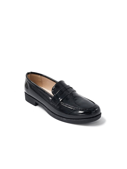 Plato Patent Leather Women's Moccasins in Black Color