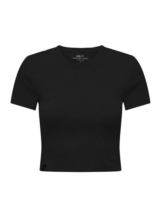 Life Γυναικείο Αθλητικό Crop Top Κοντομάνικο Μαύρο
