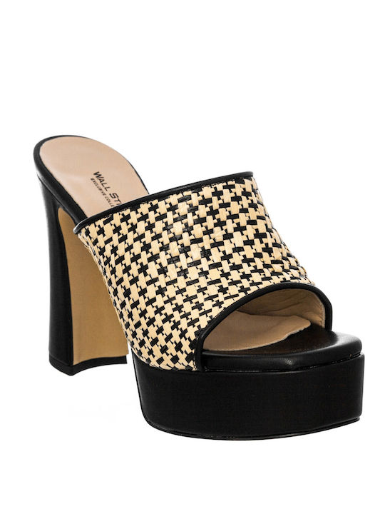 Wall Street Heel Mules Black