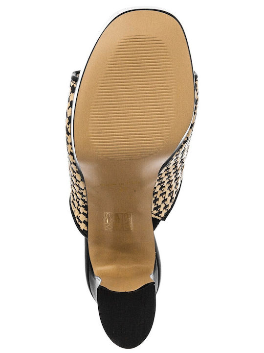 Mules with Chunky Heel in Black Color
